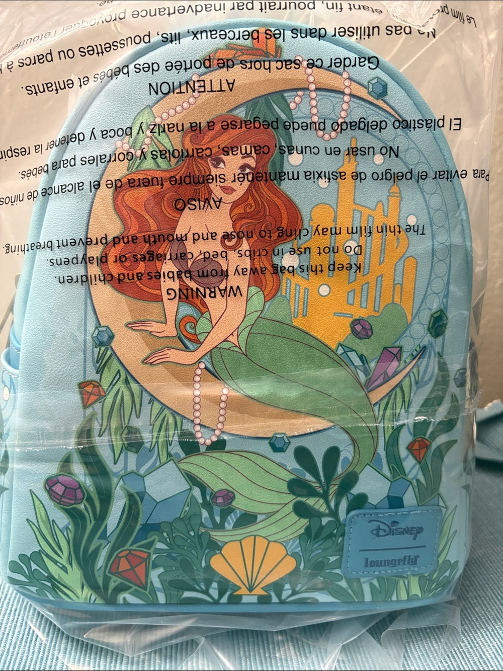 LOUNGEFLY Disney Ariel Mini Backpack — Aqua NWT🌸
